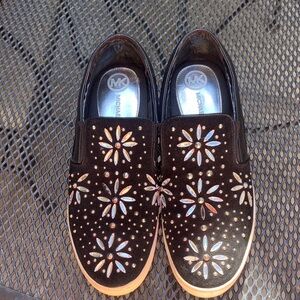 Michael Kors Black Floral Slip-On Sneakers